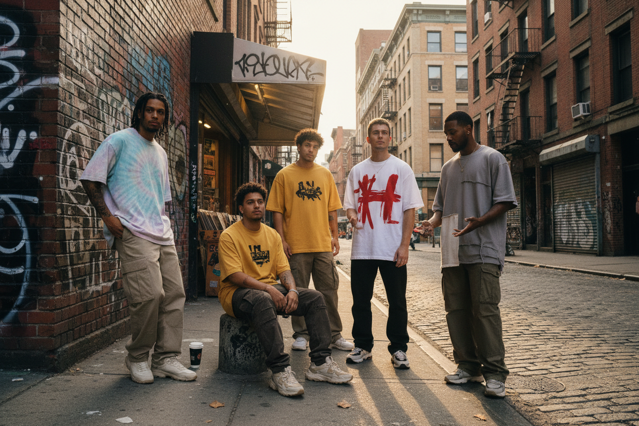 oversized tshirts on men background should be street